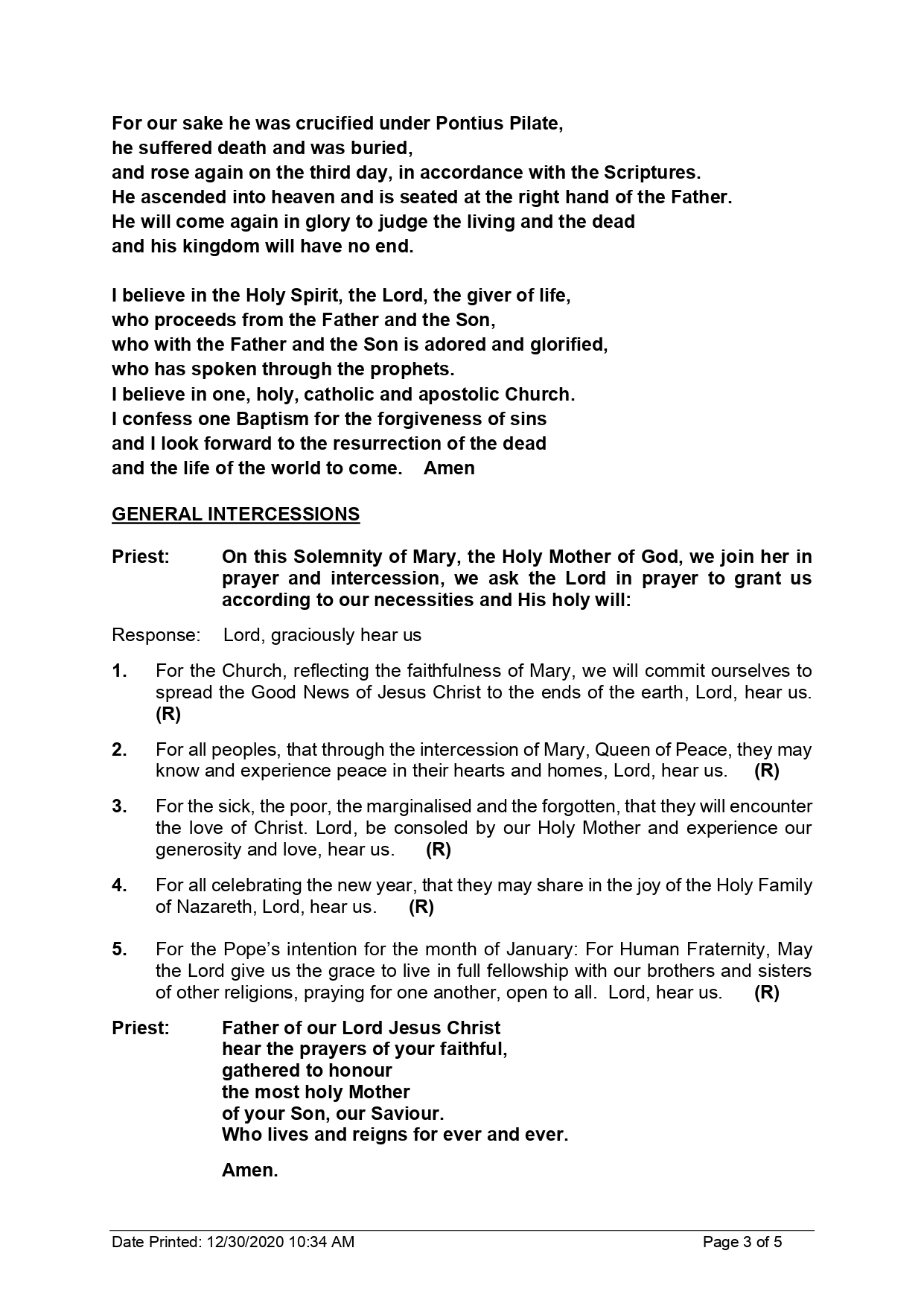 1 Jan. 2021 Solemnity of Mary The Holy Mother of God page 0005